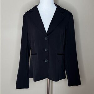 Pursuits Ltd. womens black blazer jacket three button lined size 12.